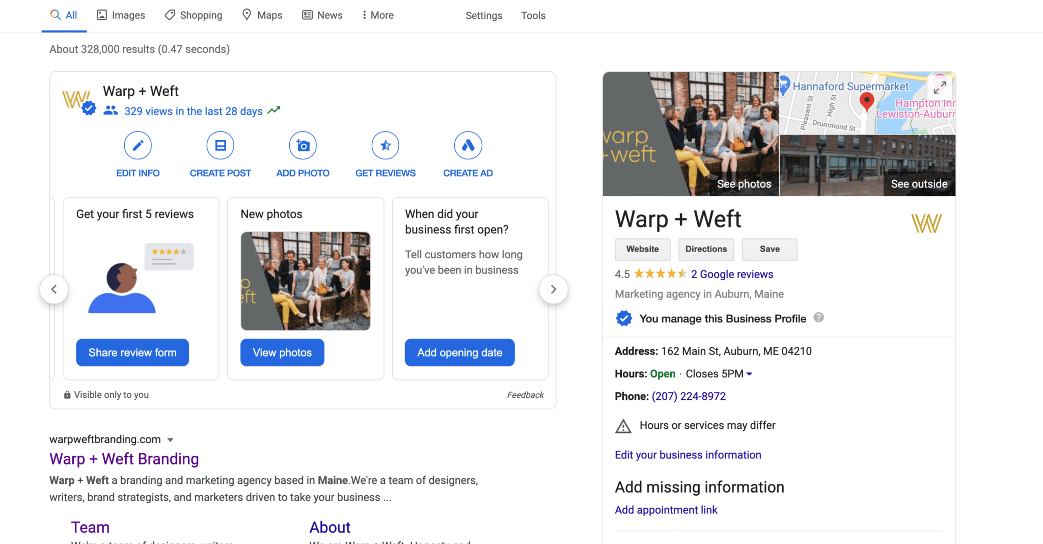 google business page log in